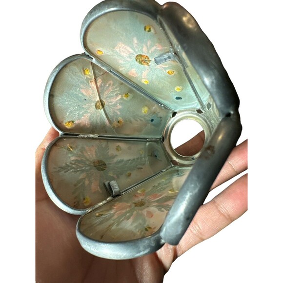 Pressed Flowers In Glass Tea Light Holder Vintage Votive Candle Boho Lot Of 3 - Picture 5 of 16